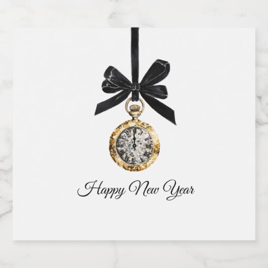 Glitzy Gold Silver New Year Midnight Hour Sparkling Wijnetiket (Enkel label)