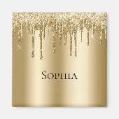 Glitzy Gold Sparkle Glitter Drips Magneet (Voorkant)
