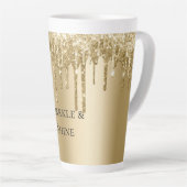 Glitzy Gold Sparkle Glitter Drips Verjaardag Latte Mok (Rechterhoek)