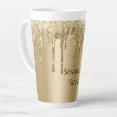 Glitzy Gold Sparkle Glitter Drips Verjaardag Latte Mok (Linkerhoek)
