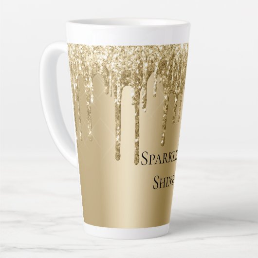 Glitzy Gold Sparkle Glitter Drips Verjaardag Latte Mok (Linkerhoek)