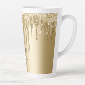 Glitzy Gold Sparkle Glitter Drips Verjaardag Latte Mok (Rechts)