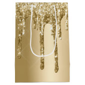 Glitzy Gold Sparkle Glitter Drips Verjaardag Medium Cadeauzakje (Achterkant)