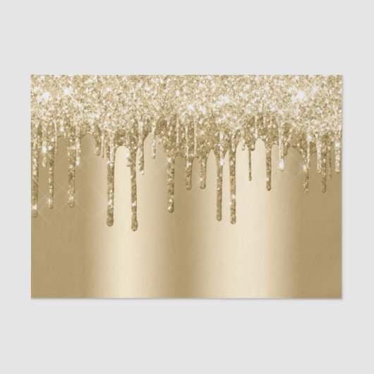 Glitzy Gold Sparkle Glitter Drips Verjaardag Tissuepapier (Voorkant)