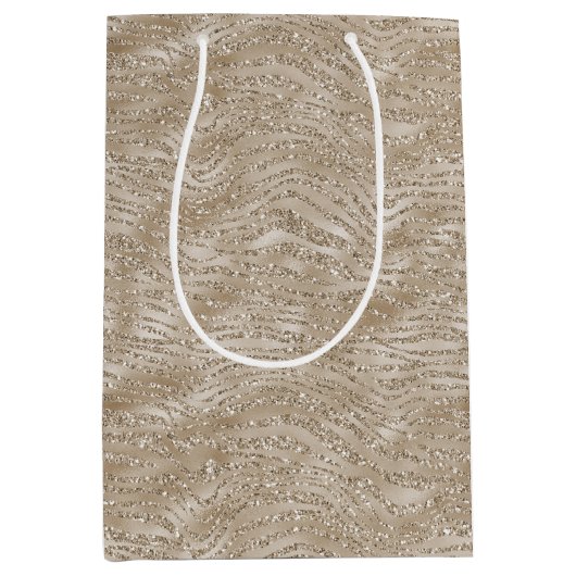 Glitzy Gold Zebra Afdrukken Medium Cadeauzakje (Voorkant)