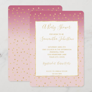 Glitzy Goud Confetti Roze Ombre Baby shower Kaart