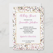 Glitzy Goud Roze Zwart Confetti Stippen Baby showe Kaart (Voorkant)