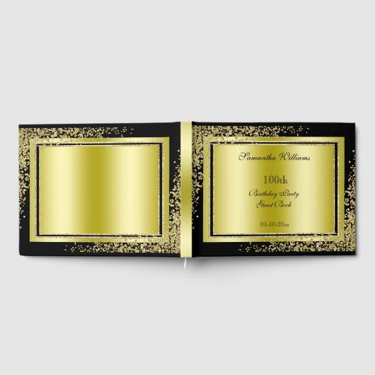 Glitzy Gouden Confetti Decoraties 100ste Verjaarda Gastenboek (Volledig)