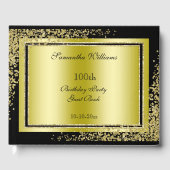 Glitzy Gouden Confetti Decoraties 100ste Verjaarda Gastenboek (Voorkant)