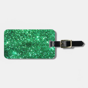Glitzy Green Glitter Bagagelabel