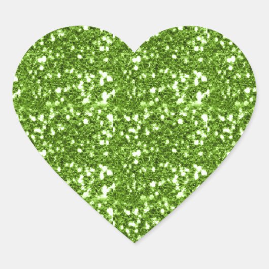 Glitzy Green Glitter Heart Pattern Gifts Hart Sticker (Voorkant)