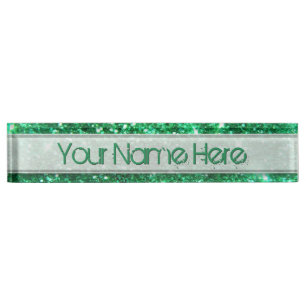Glitzy Green Glitter Naambordje