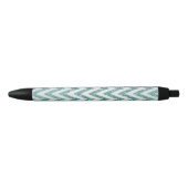 Glitzy Green White Chevron Zigzag Stripes Zwarte Inkt Pen (Voorkant)