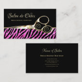 Glitzy Hot Pink Zebra Print Gouden Schaar Salon Visitekaartje (Voorkant / Achterkant)