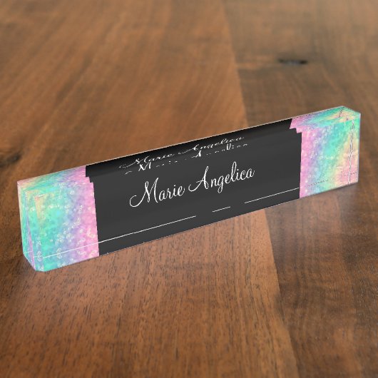 Glitzy Ladies Classy Monogram Bureau Nom Plaque (Taille)