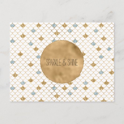 Glitzy Mermaid Blue Glitter Briefkaart (Voorkant)