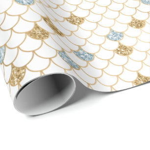 Glitzy Mermaid Blue Glitter Cadeaupapier