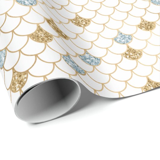 Glitzy Mermaid Blue Glitter Cadeaupapier (Rol Hoek)