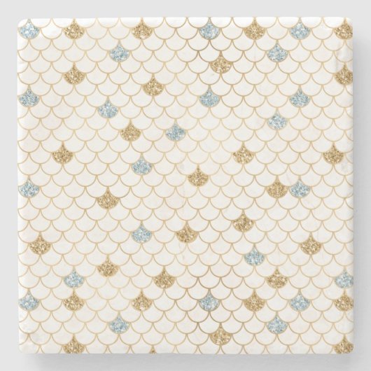 Glitzy Mermaid Blue Glitter Stenen Onderzetter (Voorkant)