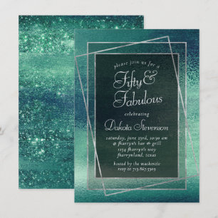 Glitzy Minimalist   Iridescent Green Fabulous 50th Kaart