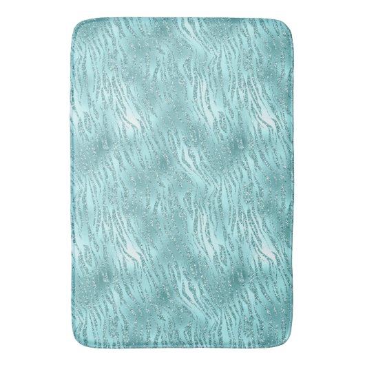 Glitzy Mint Zebra Print Badmat (Voorkant Verticaal)