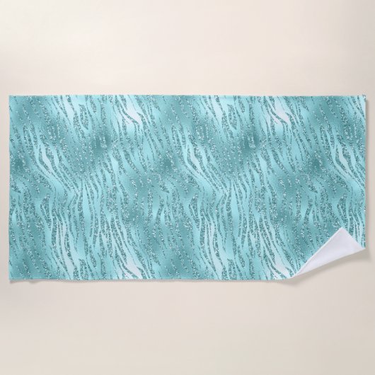Glitzy Mint Zebra Print Strandlaken (Voorkant)