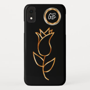 Glitzy Monogram Bling Floral Design iPhone XR Hoesje