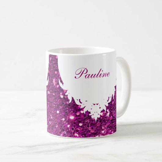 Glitzy Monogram Coffee Mok (Voorkant rechts)