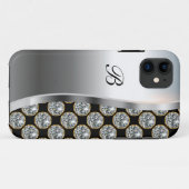 Glitzy Monogram Faux Rhinestones Case-Mate iPhone Case (Achterkant (horizontaal))