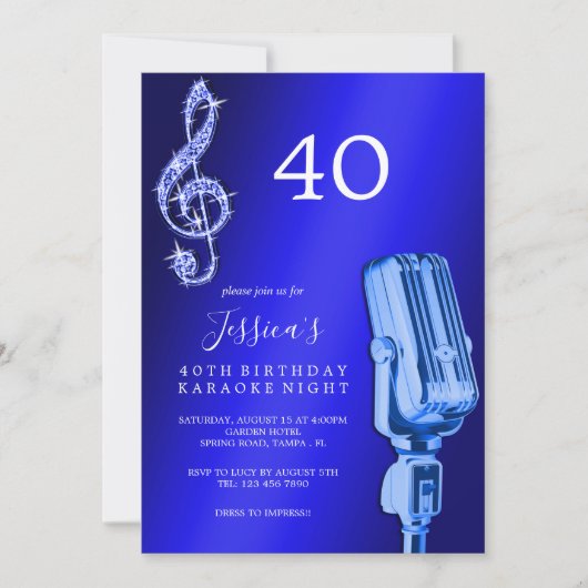Glitzy Music Note & Microfoon Karaoke Verjaardag Kaart (Voorkant)