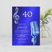 Glitzy Music Note & Microfoon Karaoke Verjaardag Kaart (Staand voorkant)