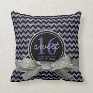 Glitzy Paars Chevron Persoonlijk zoet 16 Kussen