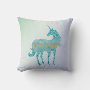 Glitzy Paars Lila Mint Aqua Sparkle Unicorn    Kussen