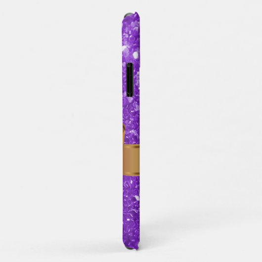 Glitzy Paarse aangepaste naam iPhone Case (Achterkant/rechts)