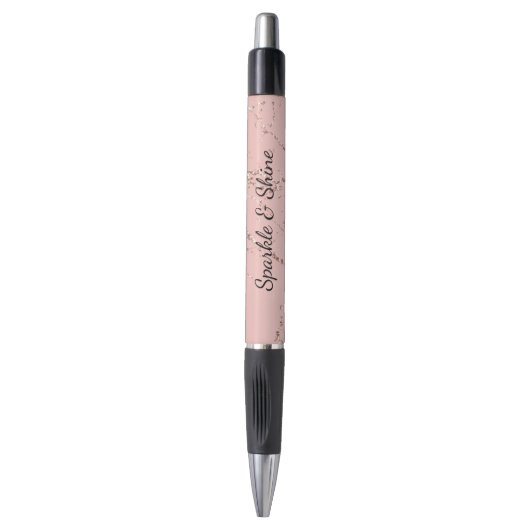 Glitzy Pink Blush Rose Gold Glitter Sparkle Pen (Voorkant Verticaal)
