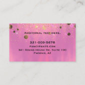 Glitzy Pink en Gold Foil Look Visitekaartje (Achterkant)