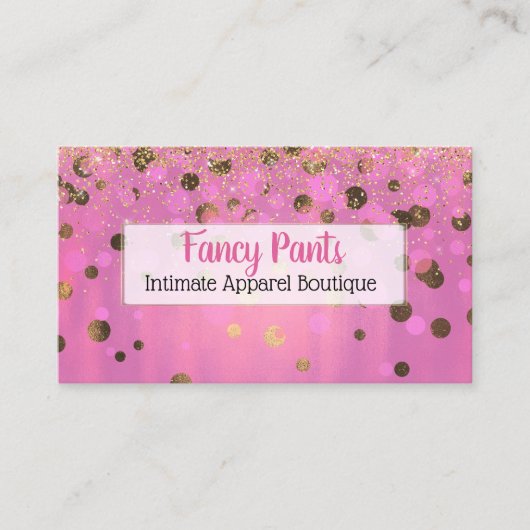 Glitzy Pink en Gold Foil Look Visitekaartje (Voorkant)