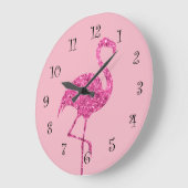 Glitzy Pink Flamingo Wall Decor Grote Klok (Hoek)