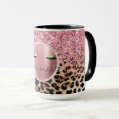 Glitzy Pink Glitter Gouden Wimpers Luipaard Mok (Voorkant rechts)