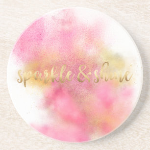 Glitzy Pink Gold Sparkle en Shine Zandsteen Onderzetter