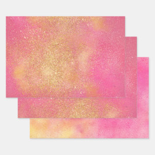 Glitzy Pink Gold Sparkle Shine Inpakpapier Vel