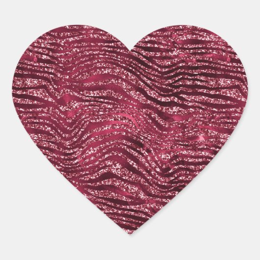 Glitzy Red Glitter Animal Print Hart Sticker (Voorkant)