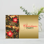 Glitzy Red, Green, Gold Chritsmas Party Invitation Kaart (Staand voorkant)