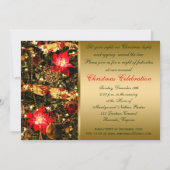 Glitzy Red, Green, Gold Chritsmas Party Invitation Kaart (Achterkant)