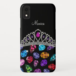 Glitzy Rhinestone Jewels Queen Crown Monogram iPhone XR Hoesje