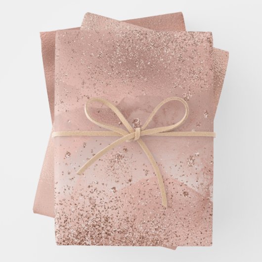 Glitzy Roos Blush Pink Sparkle          Inpakpapier Vel (In situ)