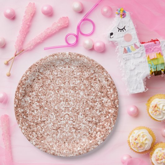 Glitzy Roos Gouden Glitter Verjaardag Papieren Bordje (Feest)