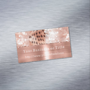 Glitzy Roos Gouden Sparkle Cheetah Magnetisch Visitekaartje