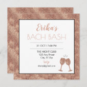Glitzy - Rose Gold Bash Bach Invitation (Devant / Derrière)
