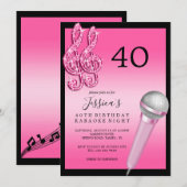 Glitzy Roze Muzieknoten & Micro Karaoke Verjaardag Kaart (Voorkant / Achterkant)